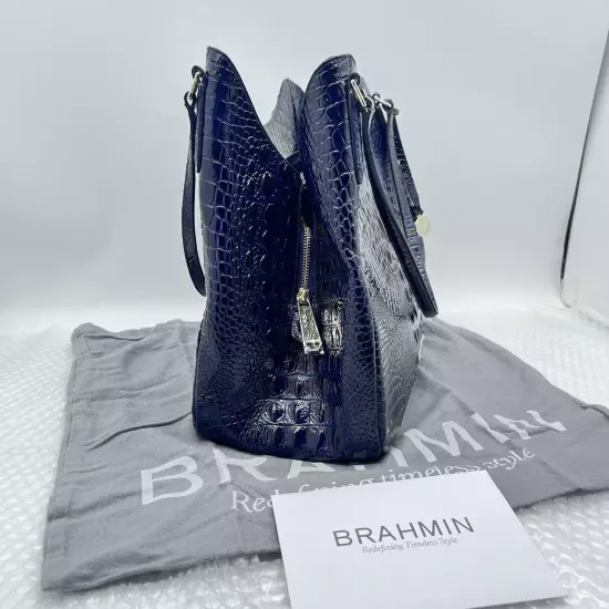 Brahmin Dayton Melbourne Shoulder Bag Dark Blue NWOT Registration /Dust Cover