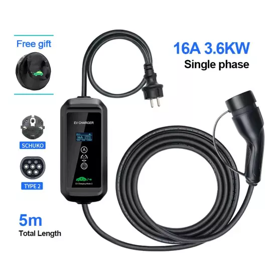 EV Charger 16A 3.6KW GBT Type 2 Type 1 Charging Wallbox Tuya APP Wifi Timer