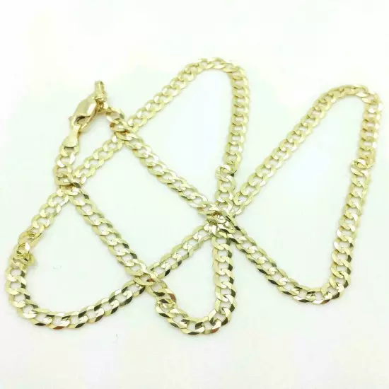 14K Solid Yellow Gold Cuban Chain Necklace 18"