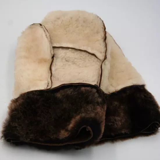 REAL GENUINE 100% SHEEPSKIN SHEARLING LEATHER MITTENS UNISEX WHISKEY BROWN S-2XL