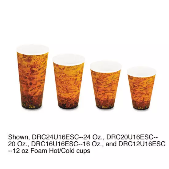 DART 20U16ESC Foam Hot/Cold Cups, 20oz, Brown/Black, PK500