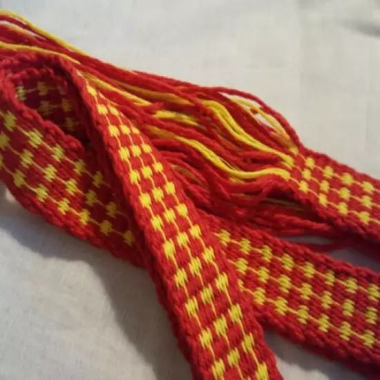 Item20193013 Powder horn strap belt yellow and red cotton 39" long x 7/8"