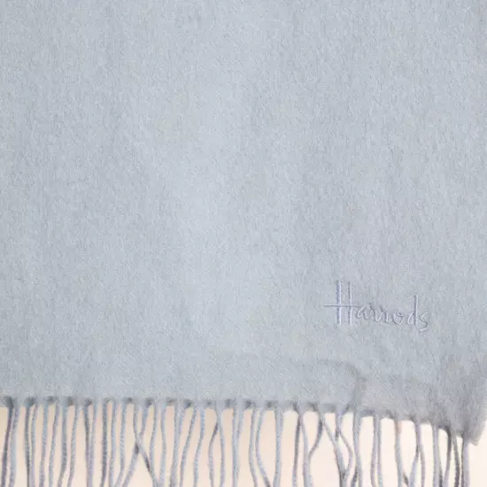 HARRODS LONDON Unisex Blue Cashmere Wool Scarf Size 140cm x 30cm / 55in x 12in