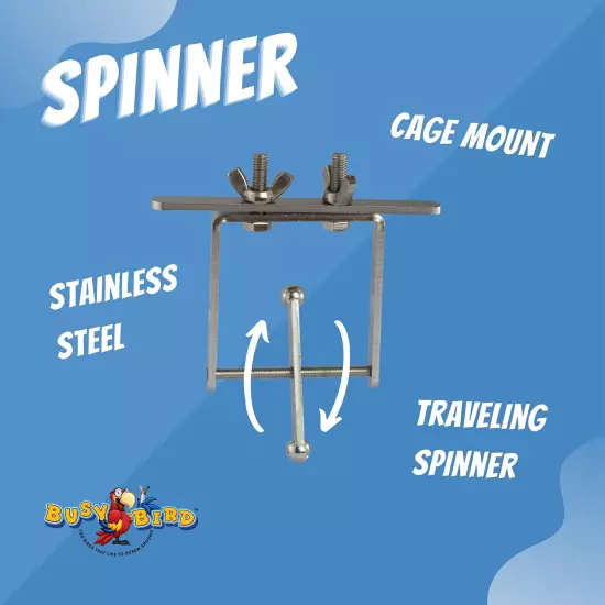 Stainless Steel Spinner Bird Toy with Traveling Spinner | Durable Puzzle Enri...