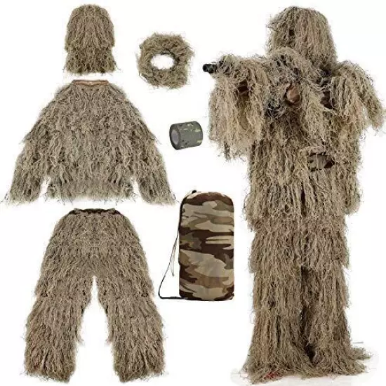  Ghillie Suits 6 in 1 Camo 3D Woodland Medium-Large Desert Camouflage