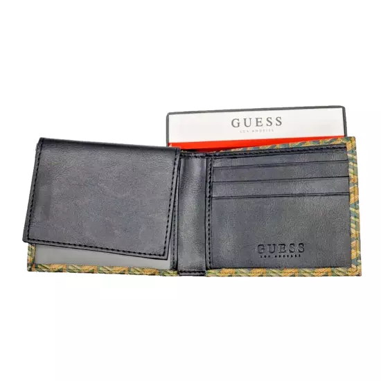 Guess Leather Eberlo Billfold Wallet Men's Green 31GO220111 with Gift Box