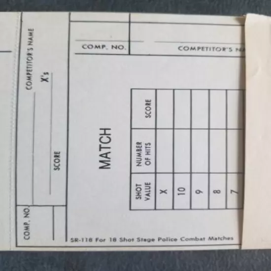 40+ vtg Competition Officer Gun Range 18-shot SR-118 ASJ01800 10M scoring cards