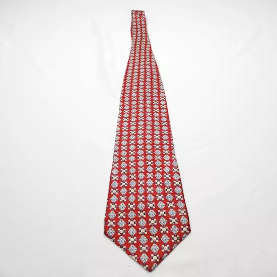 Vintage Valentino Cravatte 100% Silk Handmade Geometric Tie 80's Made In Italy 