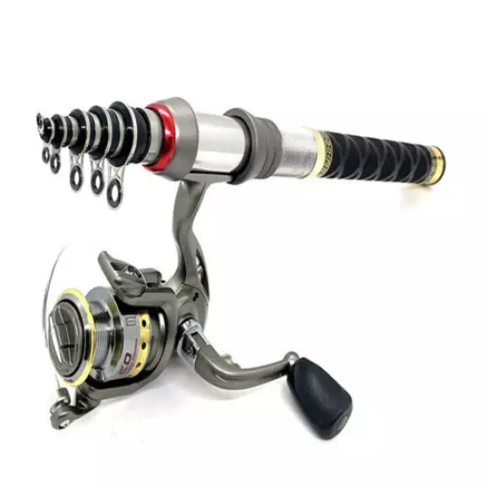 Telescopic Fishing Rod Sea Saltwater Spinning Pole Reel Combo 100M Line Full Kit