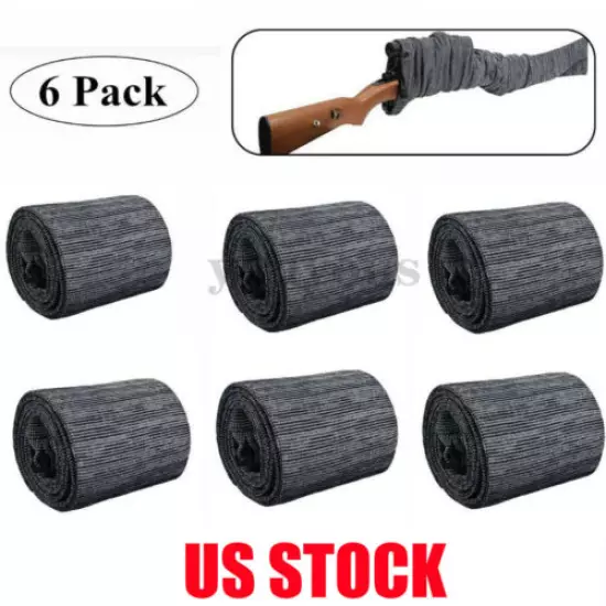 55" Silicone-Treated Anti-Rust Sock Gun Sleeve for Rifle Shotguns Gray (6 Pack)