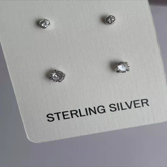 Sterling Silver Post Stud Earrings, Butterfly Push-Back Closure