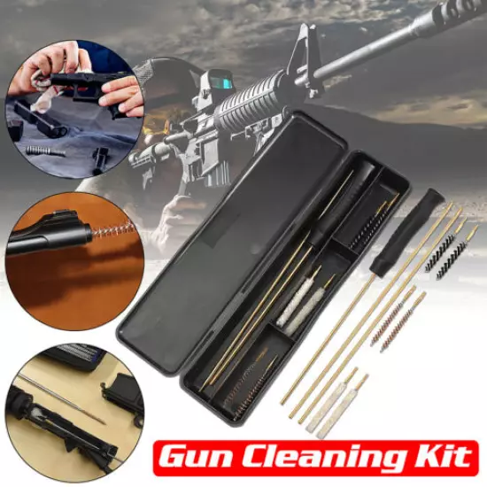 For .177 .22 Caliber Rifle Gun Barrel Cleaning Kit w/ Long Rod Brushes Tool Set