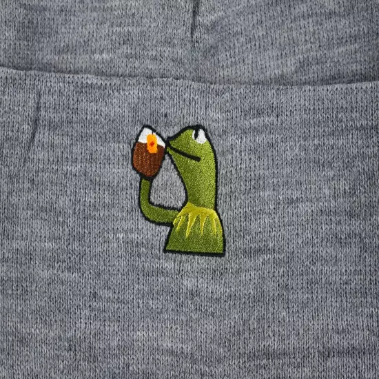 Kermit The Frog Sipping On Tea Red & Gray Beanie - One Size Fits All Lot of 55