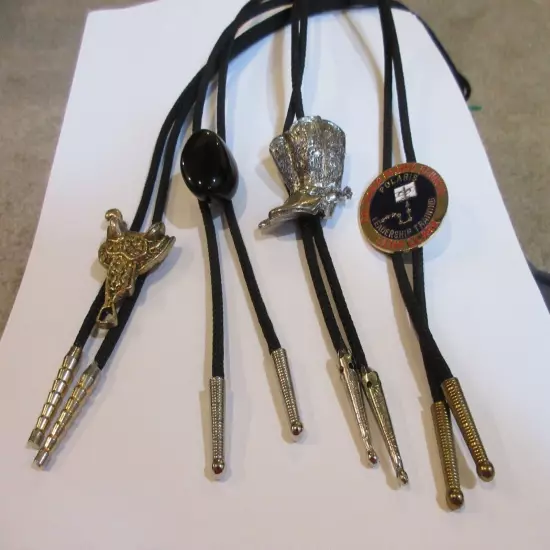 Vintage Lot of 4 Metal Stone Bolo Ties IC Lot E