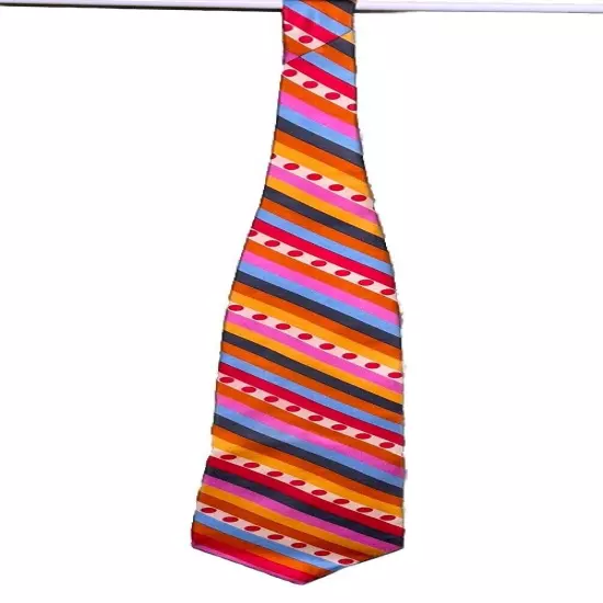 Gene Meyer 100% Silk Colorful Necktie Exclusive Edition Design No. 90 Stripe Dot