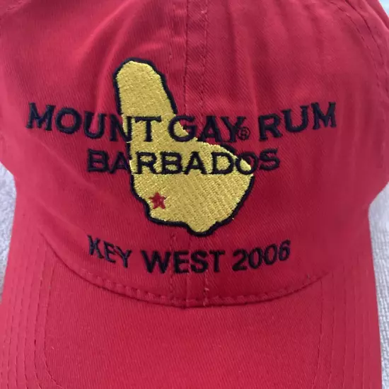 Mount Gay Rum Bardados Hat Cap Strap Back Key West 2006 Red Adjustable