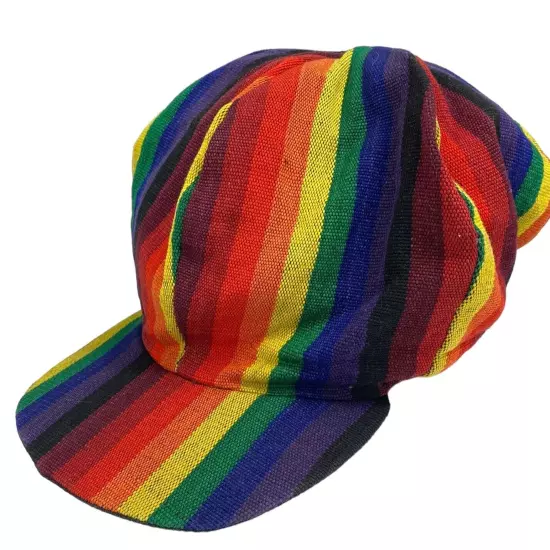 Railroad Baseball Cap RAINBOW Train Conductor Hat USA Men L-XL Stretch VTG Rare!