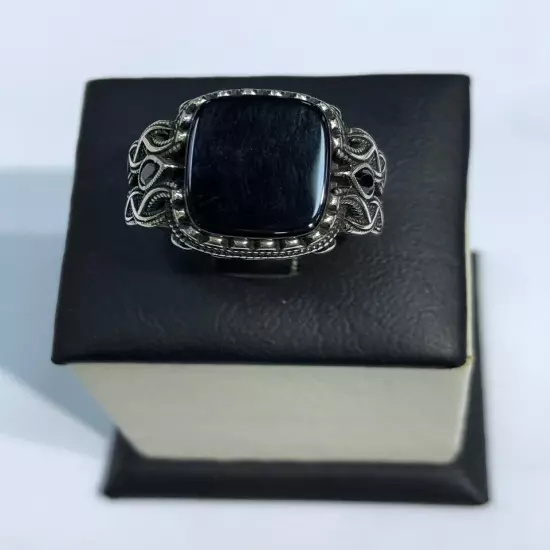 Men Silver 925 Natural Onyx Gemstone Ring,Royal,Luxury خاتم فضة اونكس طبيعي