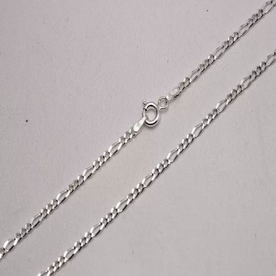 .925 Sterling Silver Figaro Link Chain Necklace 1mm-17mm Sz 16"-36"