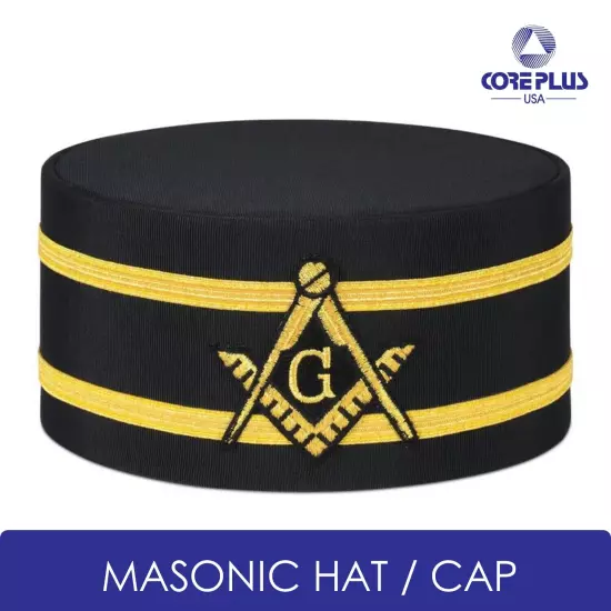 Master Mason Blue Lodge Crown Cap - Black With Double Braid