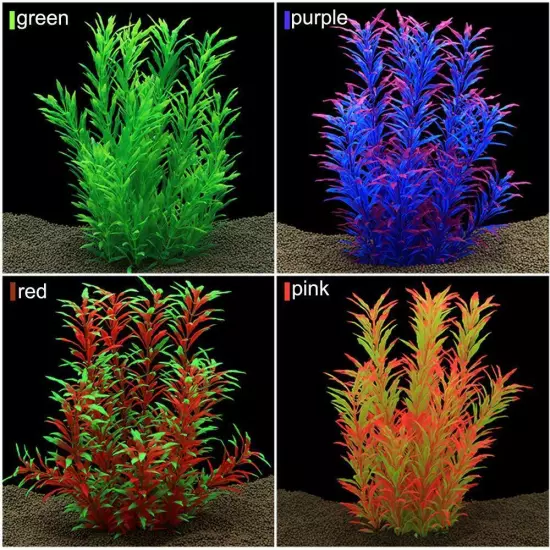 Large Aquarium Plants Artificial Plastic Fish Tank Plants Decoration Ornament...