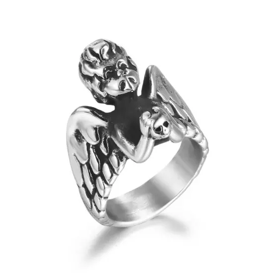 The Angel God Of Love Cupid Ring Men's Stainless Steel Ring Biker Punk Gothic