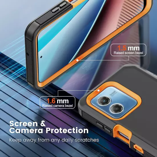 For Motorola Moto G Play 2023 2024 Case Phone Cover Shockproof + Tempered Glass