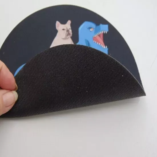 French Bulldog Riding Dinosaur Mouse Pad - 8" Round Non-Slip Neoprene