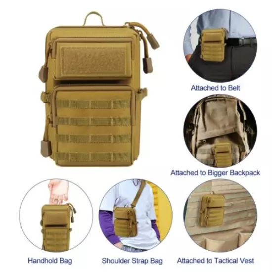 Tactical Molle Shoulder Bag Outdoor Phone EDC Pouch Accessory Bag Hunting Khaki