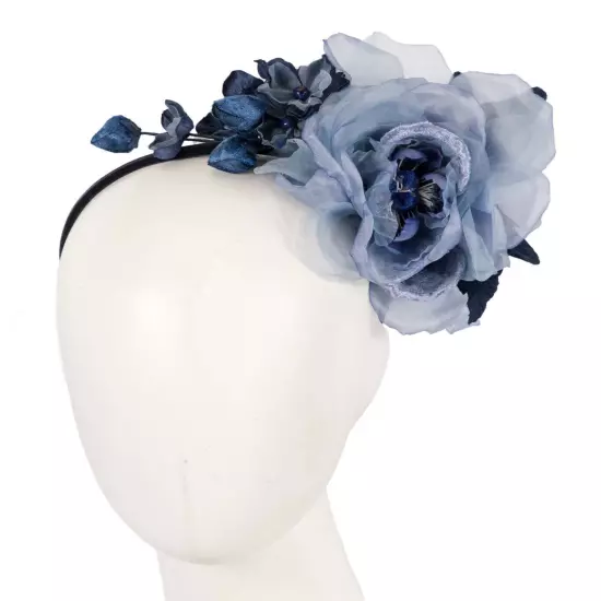 Blue & navy flower headband fascinator Max Alexander 100% AU Family Business