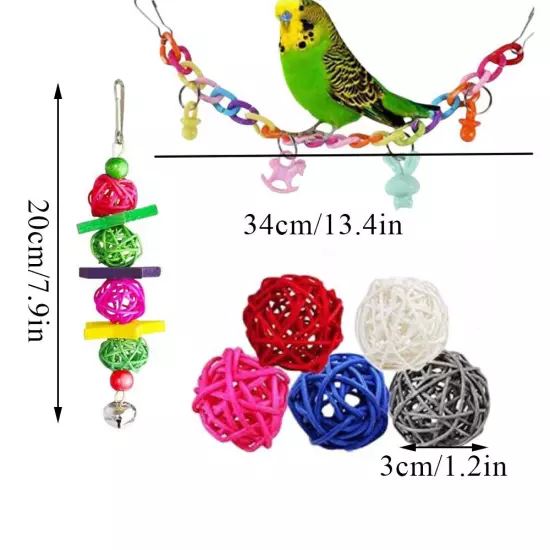 Parrot Toys Set Metal Rope Ladder Takraw Ball Ring Colorful Bell Training Toy