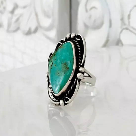 Sterling Silver 925 Turquoise Mexico Southwest Mens Native Style Bold Large Ring