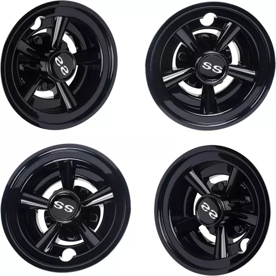 Golf Cart SS Wheel Covers Hub Caps for Most 19 inches, Black 