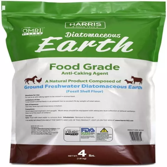 Diatomaceous Earth Food Grade 4Lb with Powder Duster Included in the Bag