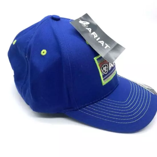 Ariat Men’s Royal Blue Ball Cap, Lime Green Accents, Adjustable Back, NEW W/tags