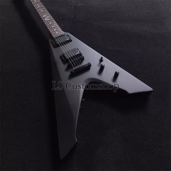 Custom James Hetfield Vulture Electric Guitar Unique V Shape Black Satin Active