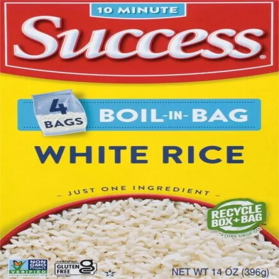 Success Boil-In-Bag Rice, White Rice, Quick and Easy Rice Meals, 14-Ounce, 4 bag