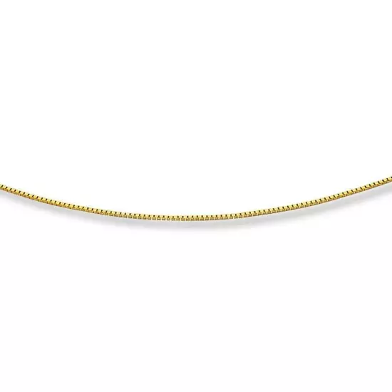 14K Solid Yellow Gold Box Necklace Real Gold Chain 20"