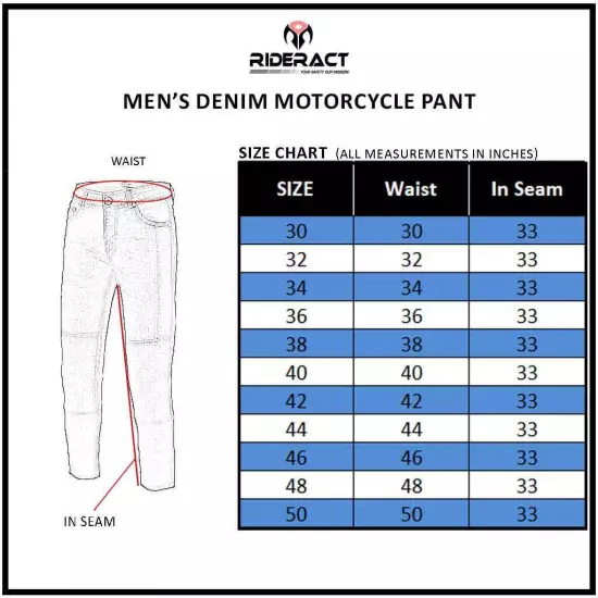 RIDERACT® Men Motorbike Pant Reinforced with Aramid Fiber Motorcycle Biker Jeans