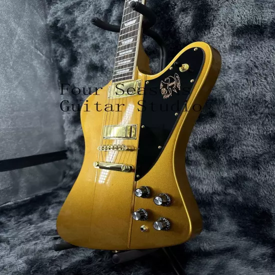 Solid Custom Gold Firebird Electric Guitar Gold Part Black Pickguard 2H Pickups