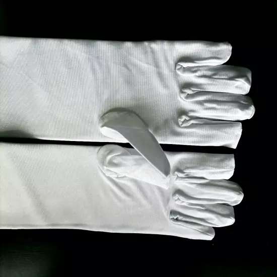 WHITE Long Gloves Opera Wedding Bridal Evening Party Prom Costume Glove Spandex