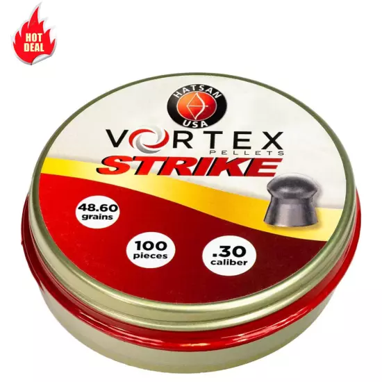 Hatsanusa Vortex Strike .30Cal Airgun Pellets, 48.6Gr, 100Ct, Gray (HA90643)