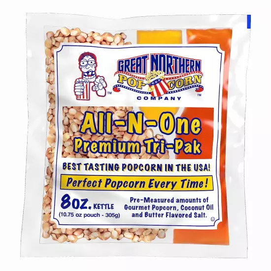 Movie Theater Style 12-Count Popcorn Packs - Pre-Measured 8-Ounce All-In-One Ker