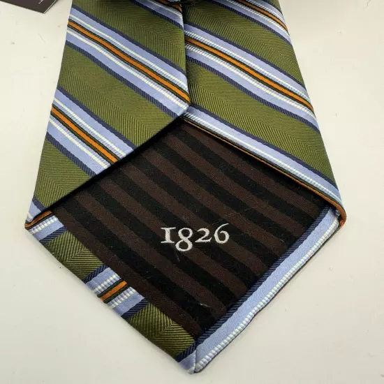 NEW Black Brown 1826 Green Blue Orange Stripes Silk Necktie