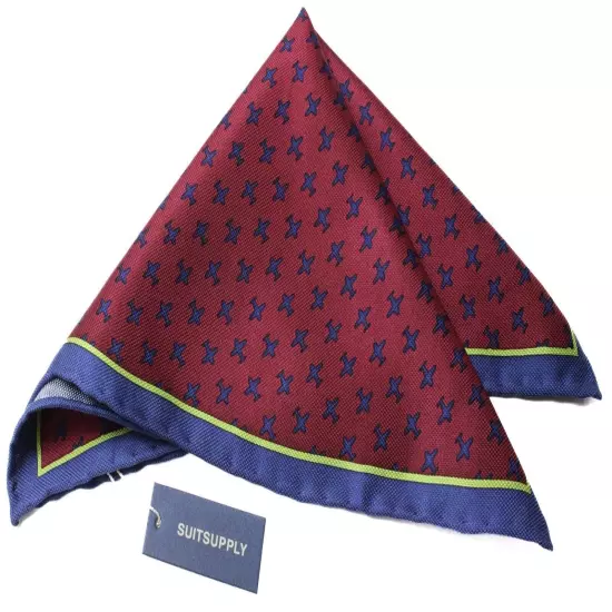 SUITSUPPLY Pocket Graphic Bordeaux Handkerchief Men's ONE SIZE Pure Silk