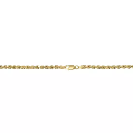 Real 10K Yellow Gold 2mm-7mm D/Cut Rope Chain Pendant Necklace 7"- 30" Hollow