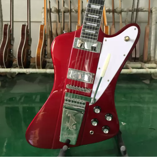 Custom Firebird Electric Guitar Red Mini Pickups Jazz Chrome Hardware Guitar