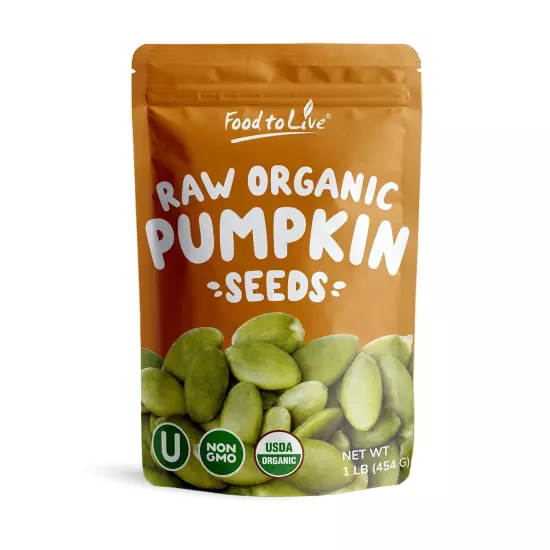 Organic Raw Pepitas (Pumpkin Seeds) — Non-GMO, Kosher, Vegan — by Food to Live