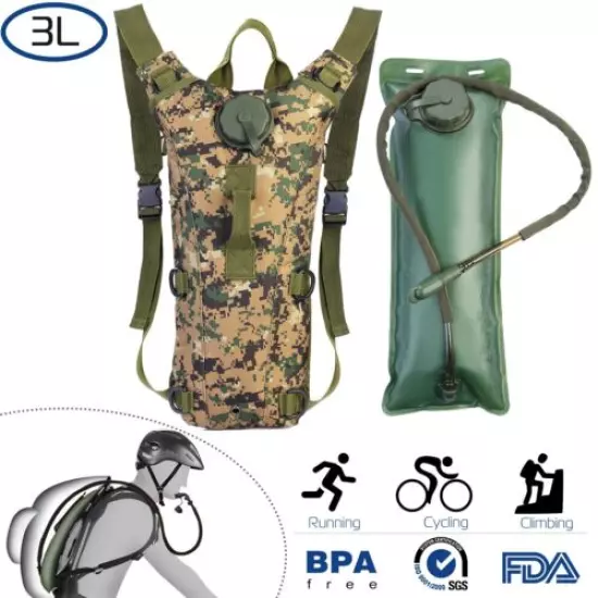 iMountek 3L Water Bladder Bag Hydration Backpack Pack Hiking Camping Cycling US