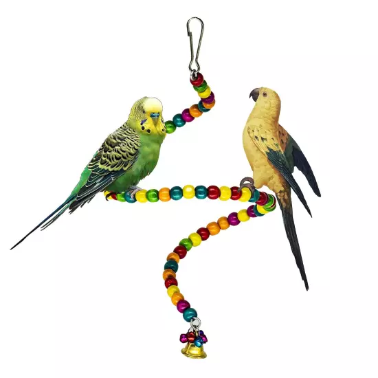 Combo of 3 Bird Toys Spiral Hanging Wooden Swing & Ladder for Bird & Parrot